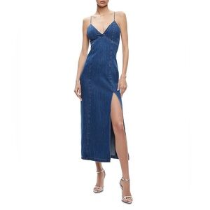 Alice & Olivia | Juliette Denim Midi Dress | Size 4 | NWT